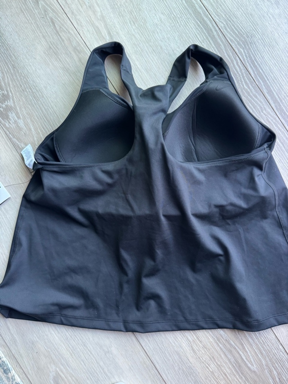 Nike Black Women's Racerback Top with Sports Bra - Picture 2 of 3
